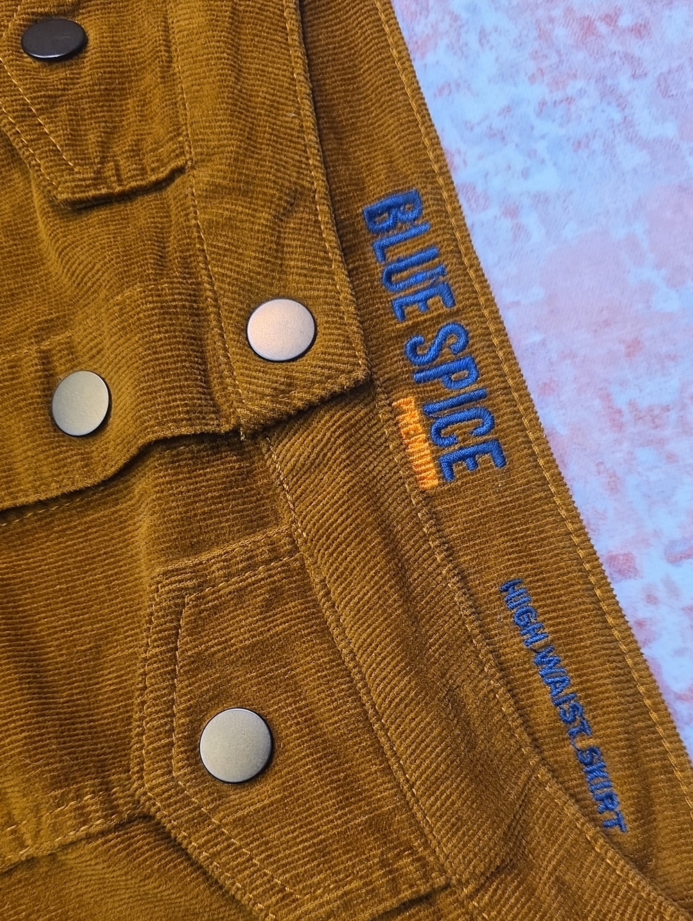 Blue Spice Rust Brown Corduroy Button-Front Mini Skirt - Picture 4 of 6